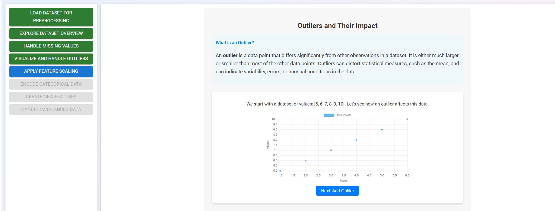 Outliers section