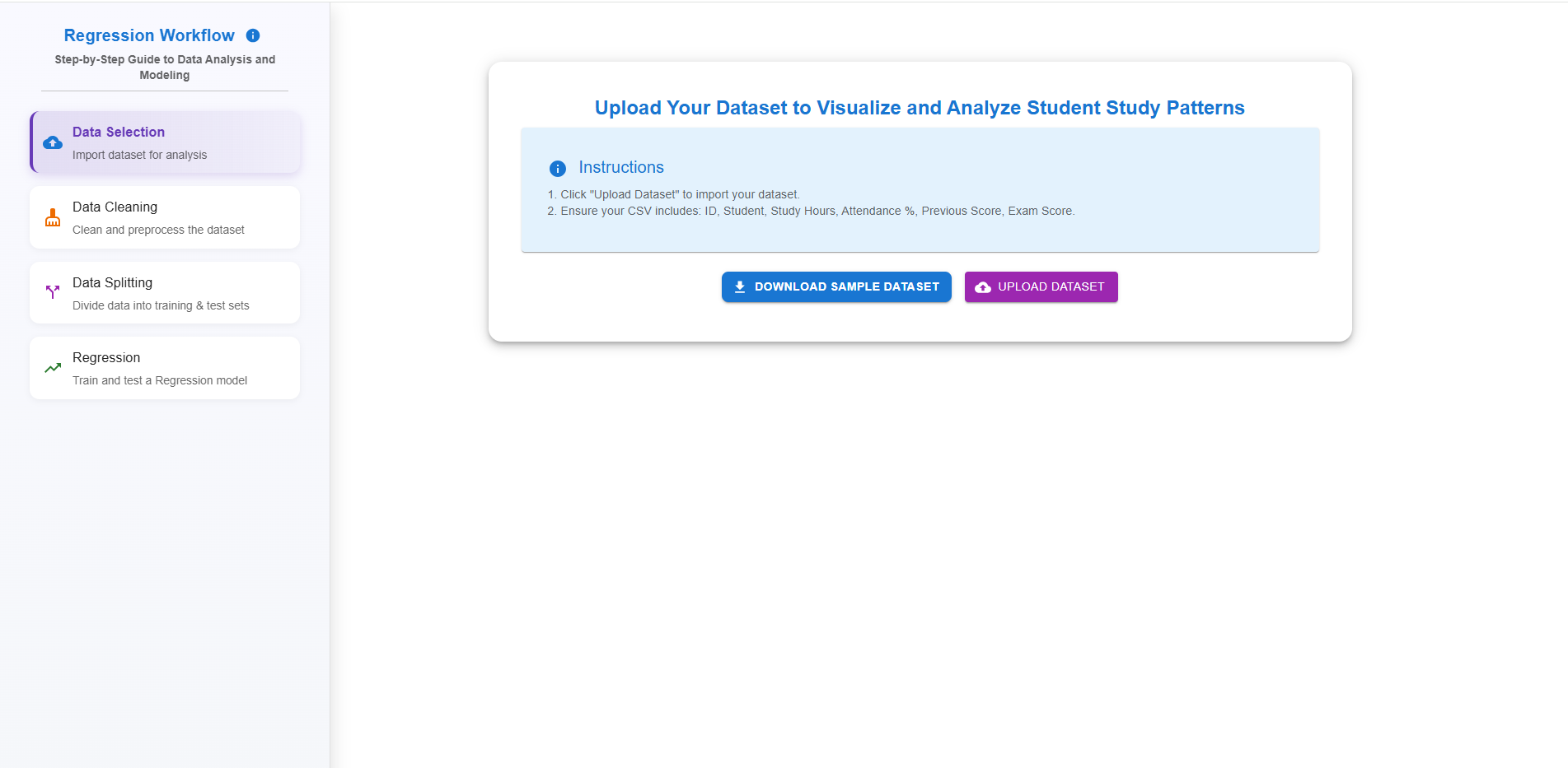 Step 1: Upload Dataset